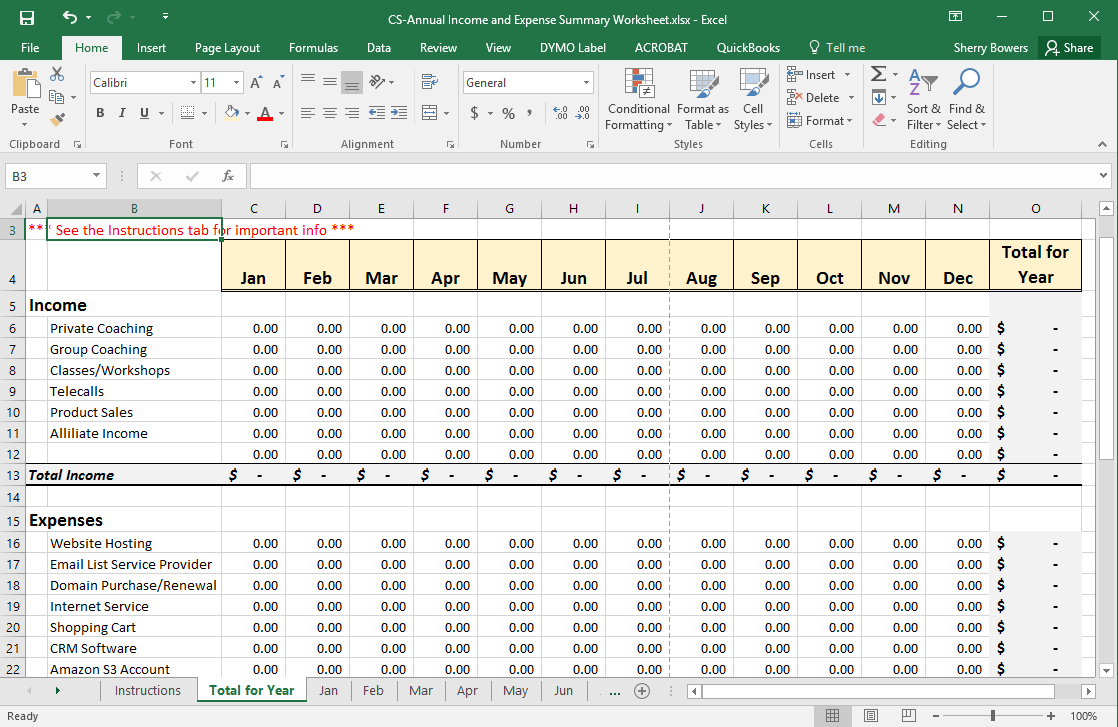 CS Income and Expense Summary